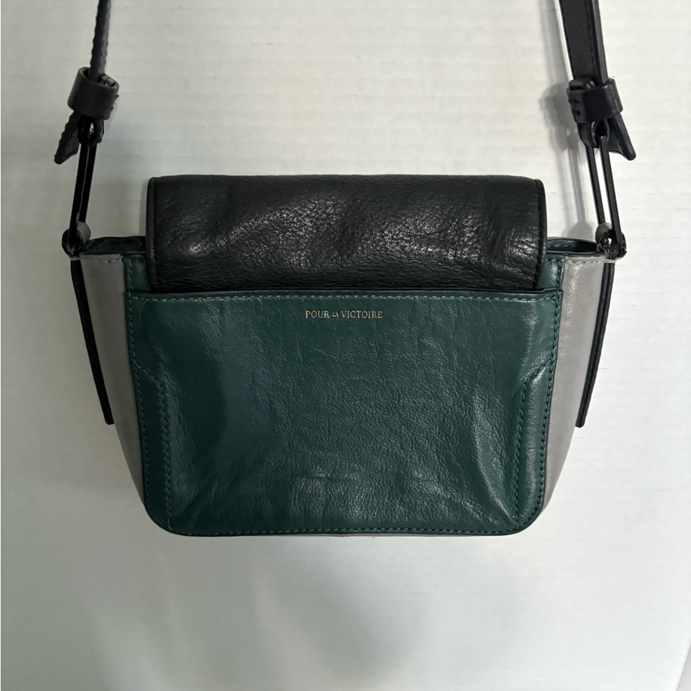 Pour La Victoire Noemi crossbody teal and black leather - Picture 2 of 15